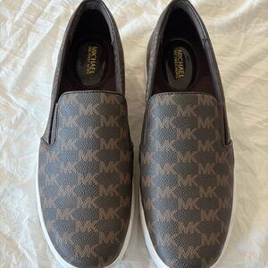 Michael Kors Monogram Brown Slip-On Loafers